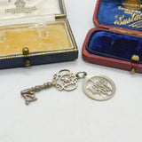 Sterling Silver 'I Love You' and 21st Birthday Key Charm Pendant Vintage c1970