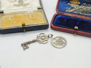 Sterling Silver 'I Love You' and 21st Birthday Key Charm Pendant Vintage c1970
