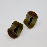 Pair of Sterling Silver Mexican Cave Painting Screwback Earrings Vintage c1970