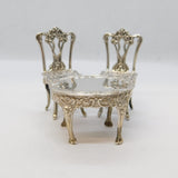Sterling Silver Miniature Dolls House Dining Table & Chairs Vintage 1978