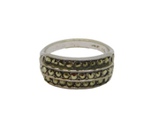 Sterling Silver Three Tier Marcasite Art Deco Dress Ring Antique c1930 Size L