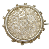 Victorian Sterling Silver Floral Pattern Dress Brooch Pin Antique c1880