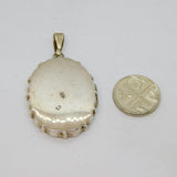 Sterling Silver Floral Pattern Oval Double Locket Pendant Vintage c1990