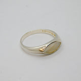 Sterling Silver Ellipse Mother Of Pearl Studio Ring Vintage c1970 Size R 1/2