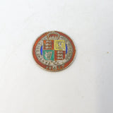 Queen Victoria Sterling Silver Gilt & Red Enamel Sixpence Coin Antique 1887