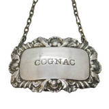 Sterling Silver Floral Cognac Decanter Label Vintage 1964 London