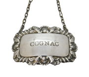 Sterling Silver Floral Cognac Decanter Label Vintage 1964 London