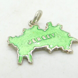 Sterling Silver & Green Enamel Jersey National Charm By TLM Vintage c1970