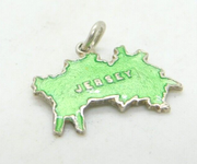 Sterling Silver & Green Enamel Jersey National Charm By TLM Vintage c1970
