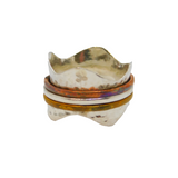 Sterling Silver Wavy Planished Mixed Metal Spinning Ring Modern c1990 Size R