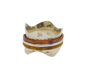 Sterling Silver Wavy Planished Mixed Metal Spinning Ring Modern c1990 Size R