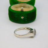 Sterling Silver Rectangle Crystal Solitaire Ring Vintage c1970 Size Q 1/2