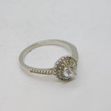 Sterling Silver Sparkling CZ Art Deco Style Dress Ring Vintage c1990 Size Q 1/2