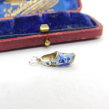 Sterling Silver Enamel Dutch Clog Charm Pendant Vintage c1970