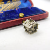 Sterling Silver Ski Chalet Charm Pendant Vintage c1970