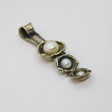 Sterling Silver Triple Button Pearl Graduating Hinged Pendant Modern c1990s