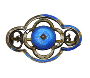 Scandinavian Sterling Silver & Enamel Dress Brooch Antique c1920 Art Deco
