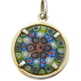 Sterling Silver Mounted Millefiori Glass Pendant Vintage c1980s
