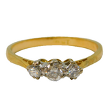 Victorian 18ct Yellow Gold Three-Stone Diamond Dress Ring Antique c1880