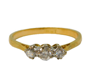 Victorian 18ct Yellow Gold Three-Stone Diamond Dress Ring Antique c1880
