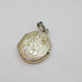 Sterling Silver Fern Pattern Oval Double Locket Charm Pendant Vintage c1970