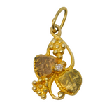 10ct Yellow & Rose Gold, Diamond Set Vine Pattern Drop Pendant Vintage c1970