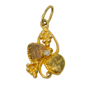 10ct Yellow & Rose Gold, Diamond Set Vine Pattern Drop Pendant Vintage c1970