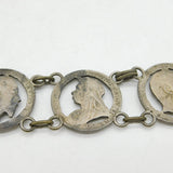 Edwardian Silver Plated Victoria & Edward Coin Crafted Panel Belt Antique c1910