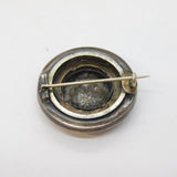 Victorian Sterling Silver Floral Pattern Button Brooch Pin Antique c1880s