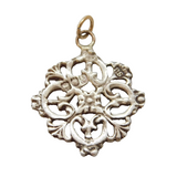 Victorian Sterling Silver Floral Dress Button Conversion Pendant Antique London
