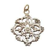 Victorian Sterling Silver Floral Dress Button Conversion Pendant Antique London