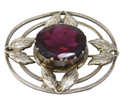 Sterling Silver Faceted Garnet Set Floral Brooch Pin Vintage c1970