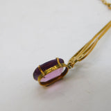 Art Deco 9ct Gold & Rolled Gold Amethyst Set Pendant Necklace Antique