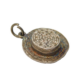 Sterling Silver Straw Boater Charm Pendant Vintage c1970