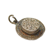 Sterling Silver Straw Boater Charm Pendant Vintage c1970