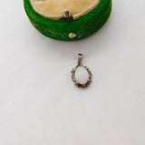 Sterling Silver Cabochon Opal Charm Pendant Vintage c1970