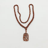 Japanese Long Cinnabar Lacquer Guard Necklace Aesthetic Bird Pendant Antique