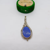 Sterling Silver Lapis Lazuli Drop Charm Pendant Vintage c1970