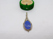 Sterling Silver Lapis Lazuli Drop Charm Pendant Vintage c1970
