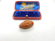 Chinese Export Carved Nut Seed Bead Pendant In Face Form Antique c1900