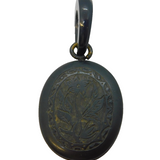 Victorian Hand Chased Vulcanite Floral Pattern Drop Pendant Antique c1880s
