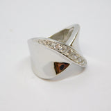Sterling Silver Chunky Paste Set Crossover Dress Ring Vintage c1970 Size L