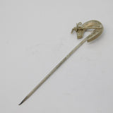Victorian Sterling Silver Horseshoe & Riding Crop Stick Pin Antique c1890