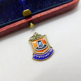 Sterling Silver and Enamel Wales Travel Shield Charm Pendant Vintage c1970