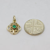 Sterling Silver Kit Heath Green Crystal Set Celtic Knot Pendant Vintage c1990s
