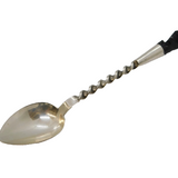 Sterling Silver & Carved Wooden Statue Head Terminal Teaspoon Antique