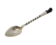 Sterling Silver & Carved Wooden Statue Head Terminal Teaspoon Antique