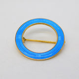 Aksel Holmsen Norwegian Sterling Silver Gilt Blue Enamel Halo Brooch Vintage
