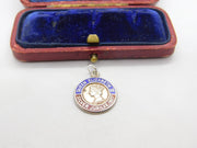 Sterling Silver & Enamel Silver Jubilee Charm Pendant Vintage c1970