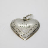 Sterling Silver Heart Form 'Rita' Sweetheart Pendant Antique 1947 Art Deco